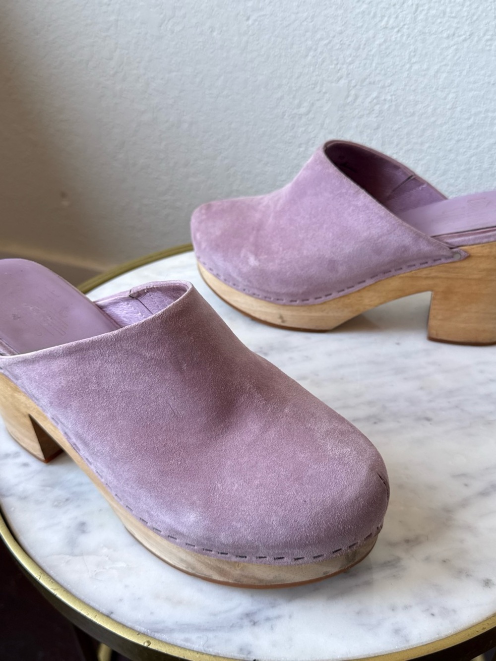 Charlotte Stone Lavender Suede Clog Mules